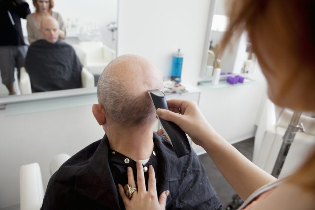 Shave your head with an electric machine