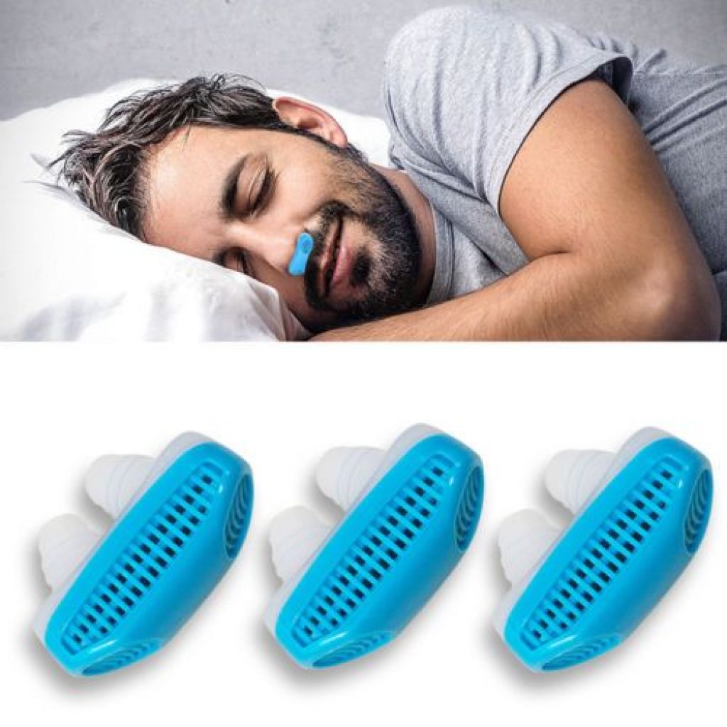 A boy using anti snoring device