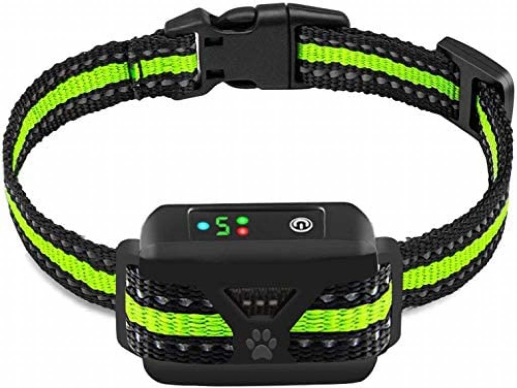 Dog Bark Collar -5 Adjustable Sensitivity and Intensity Levels-Dual Anti-Barking Modes Rechargeable/Rainproof/Reflective -No Barking Control Dog shock Collar for Small Medium Large Dogs