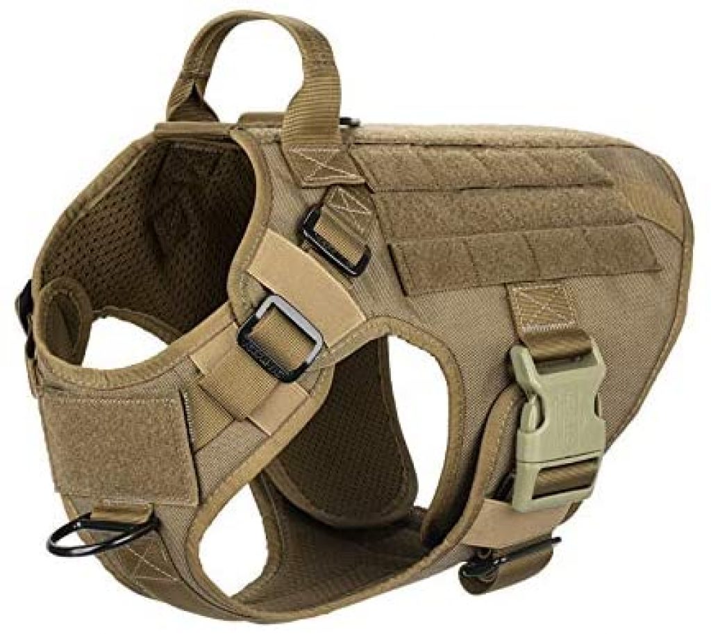 ICEFANG Lightweighting Tactical Dog Harness with Handle,Working Dog Training Molle Vest,No-Pull Front Leash Clip, Hook and Loop Panel for Dog ID Personalized Patch