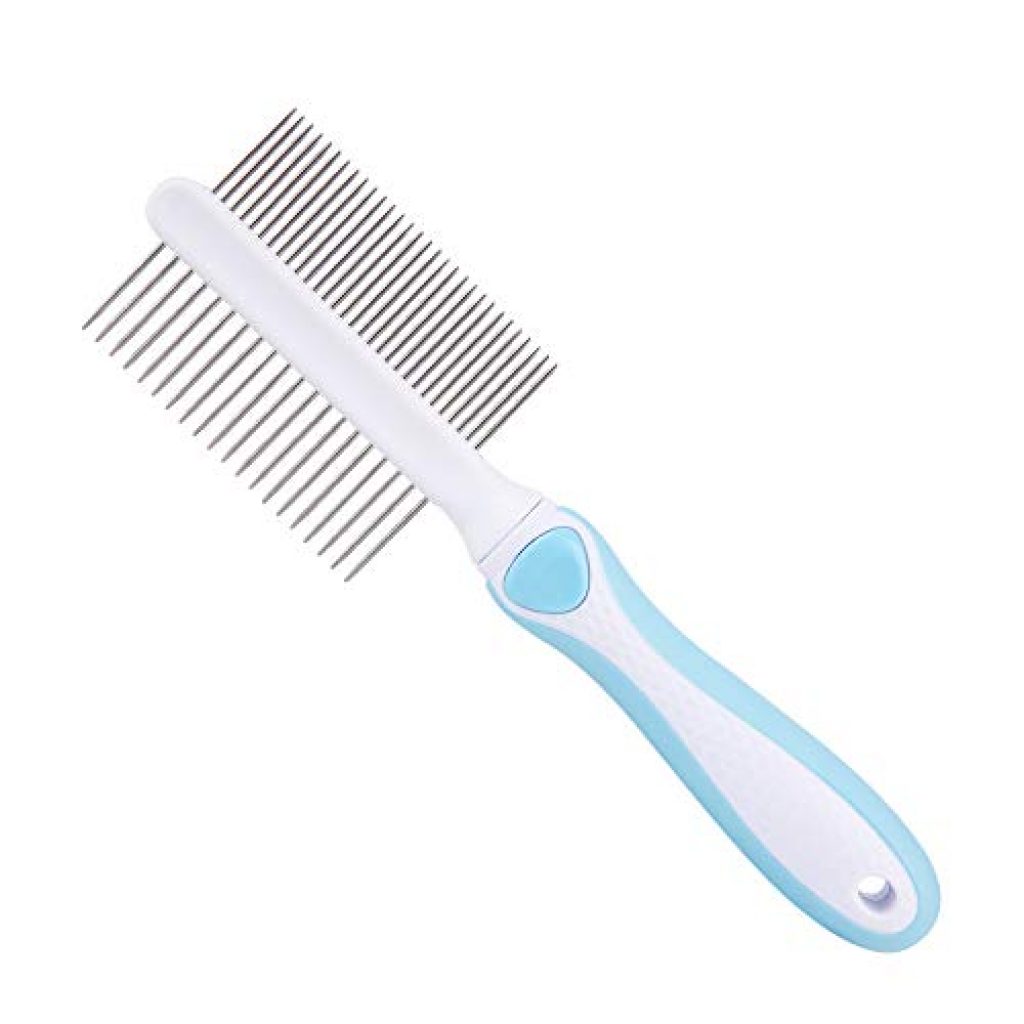 Ordermore Double-Sided Pet Comb, Stainless Steel Grooming Comb for Dogs & Cats, Pet Hair Comb for Home Grooming Kit, Removes Knots, Mats and Tangles